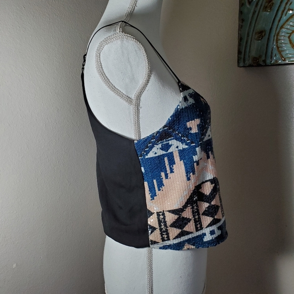 Sequin Crop Top W/Spaghetti strap  Sz. L - Picture 2 of 3